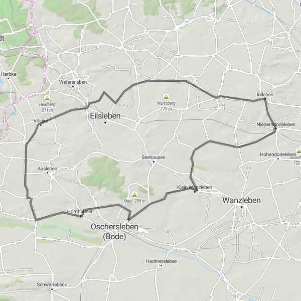 Map miniature of "Winding through Medieval Towns" cycling inspiration in Sachsen-Anhalt, Germany. Generated by Tarmacs.app cycling route planner