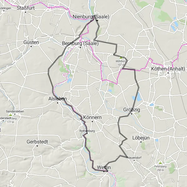 Karten-Miniaturansicht der Radinspiration "Saale-Elbe-Radweg" in Sachsen-Anhalt, Germany. Erstellt vom Tarmacs.app-Routenplaner für Radtouren