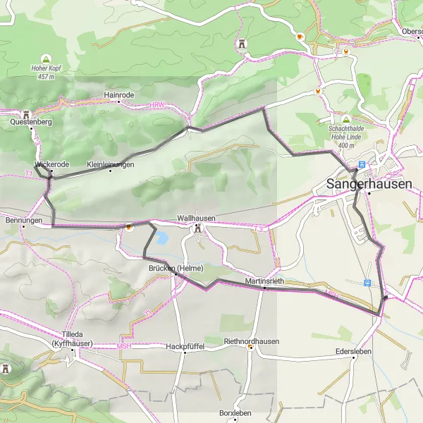 Karten-Miniaturansicht der Radinspiration "Kleine Straßen und Berge - Road Route" in Sachsen-Anhalt, Germany. Erstellt vom Tarmacs.app-Routenplaner für Radtouren