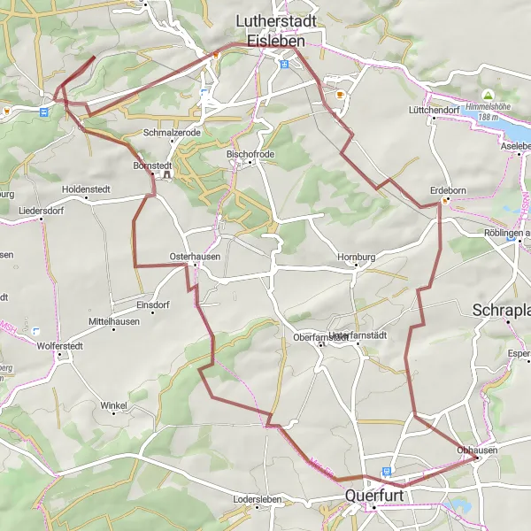 Map miniature of "Querfurt Gravel Adventure" cycling inspiration in Sachsen-Anhalt, Germany. Generated by Tarmacs.app cycling route planner