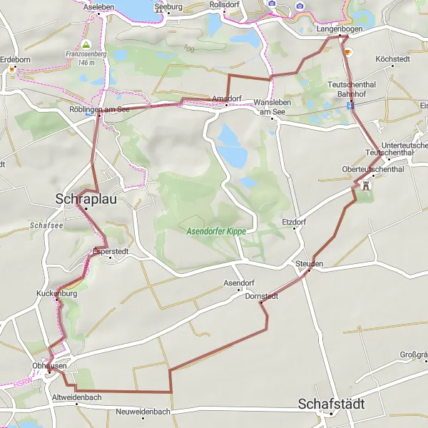 Karten-Miniaturansicht der Radinspiration "Rund um Teutschenthal" in Sachsen-Anhalt, Germany. Erstellt vom Tarmacs.app-Routenplaner für Radtouren