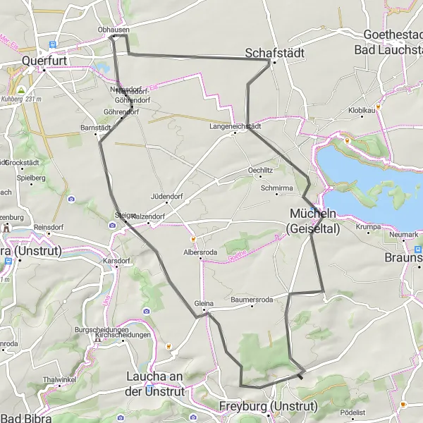 Karten-Miniaturansicht der Radinspiration "Geiseltal-Tour" in Sachsen-Anhalt, Germany. Erstellt vom Tarmacs.app-Routenplaner für Radtouren