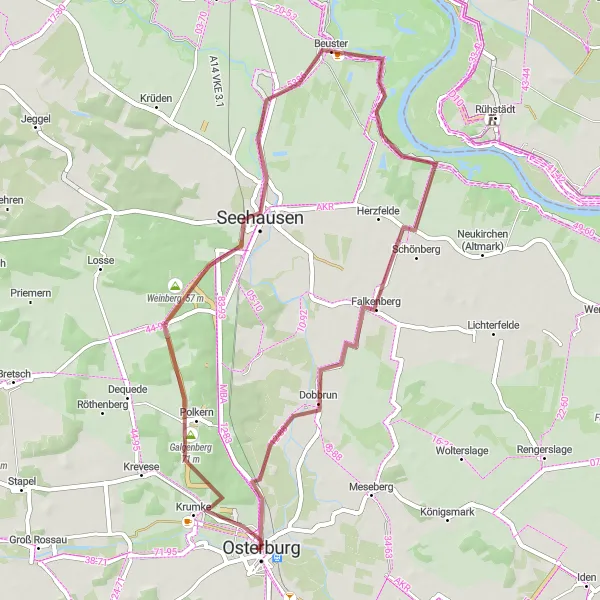 Map miniature of "The Countryside Exploration" cycling inspiration in Sachsen-Anhalt, Germany. Generated by Tarmacs.app cycling route planner