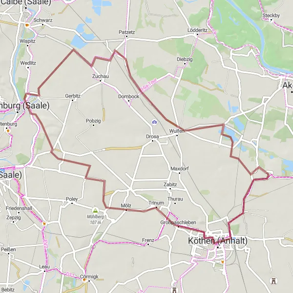 Map miniature of "Gravel Adventure" cycling inspiration in Sachsen-Anhalt, Germany. Generated by Tarmacs.app cycling route planner