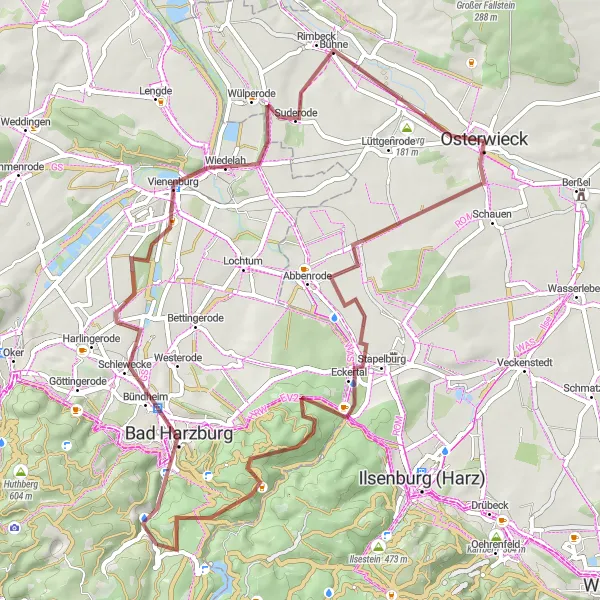 Map miniature of "Gravel Adventure: Nature's Path" cycling inspiration in Sachsen-Anhalt, Germany. Generated by Tarmacs.app cycling route planner