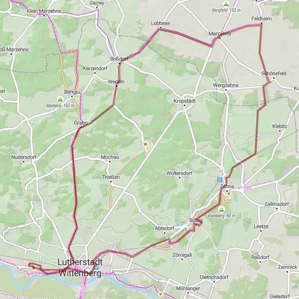 Map miniature of "Gravel Adventure: Exploring Piesteritz's Beautiful Landscapes" cycling inspiration in Sachsen-Anhalt, Germany. Generated by Tarmacs.app cycling route planner