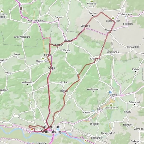 Karten-Miniaturansicht der Radinspiration "Gravel-Route durch malerische Landschaften" in Sachsen-Anhalt, Germany. Erstellt vom Tarmacs.app-Routenplaner für Radtouren