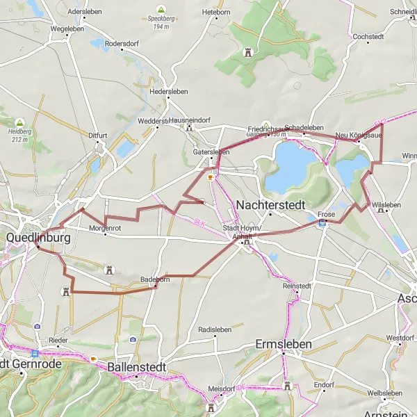 Map miniature of "Quedlinburg to Ochsenkopf" cycling inspiration in Sachsen-Anhalt, Germany. Generated by Tarmacs.app cycling route planner