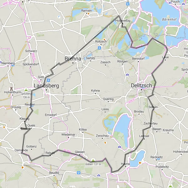 Map miniature of "Countryside Escape" cycling inspiration in Sachsen-Anhalt, Germany. Generated by Tarmacs.app cycling route planner