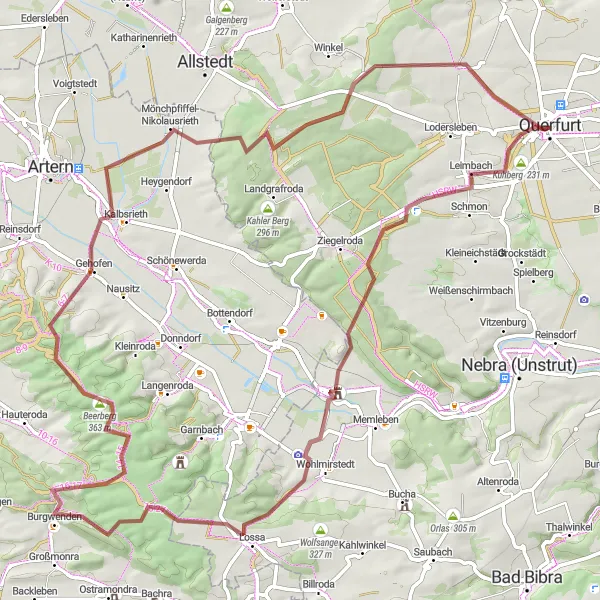 Karten-Miniaturansicht der Radinspiration "Gravelrunde um Querfurt" in Sachsen-Anhalt, Germany. Erstellt vom Tarmacs.app-Routenplaner für Radtouren