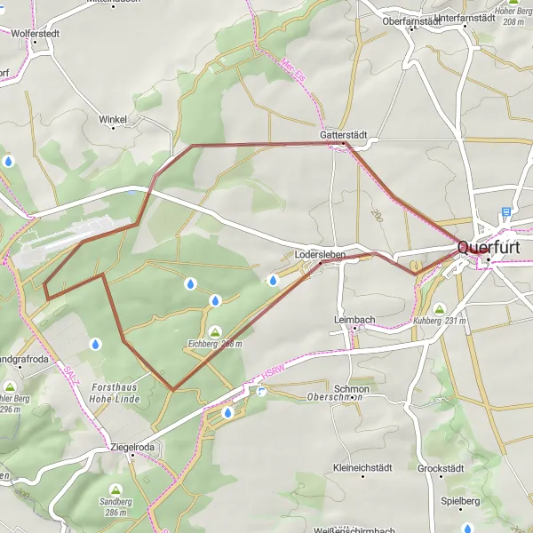 Map miniature of "Querfurt Castle Highlights" cycling inspiration in Sachsen-Anhalt, Germany. Generated by Tarmacs.app cycling route planner