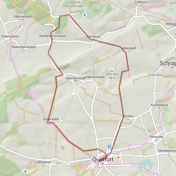 Karten-Miniaturansicht der Radinspiration "Gravel-Abenteuer um Querfurt" in Sachsen-Anhalt, Germany. Erstellt vom Tarmacs.app-Routenplaner für Radtouren
