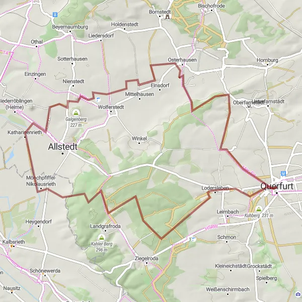 Karten-Miniaturansicht der Radinspiration "Abenteuerliche Runde um Querfurt" in Sachsen-Anhalt, Germany. Erstellt vom Tarmacs.app-Routenplaner für Radtouren