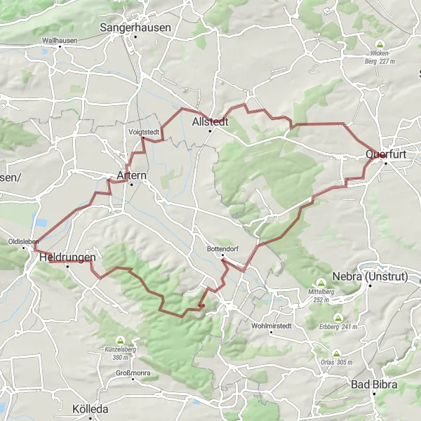 Karten-Miniaturansicht der Radinspiration "Rundtour durch die Natur um Querfurt" in Sachsen-Anhalt, Germany. Erstellt vom Tarmacs.app-Routenplaner für Radtouren