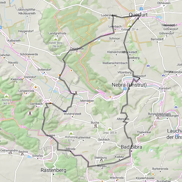 Karten-Miniaturansicht der Radinspiration "Rundtour um Querfurt entdecken" in Sachsen-Anhalt, Germany. Erstellt vom Tarmacs.app-Routenplaner für Radtouren