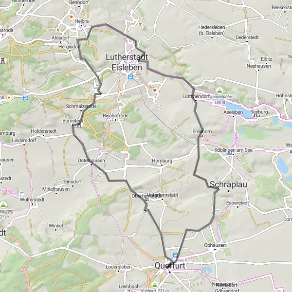 Karten-Miniaturansicht der Radinspiration "Entspannte Radtour durch die Umgebung von Querfurt" in Sachsen-Anhalt, Germany. Erstellt vom Tarmacs.app-Routenplaner für Radtouren