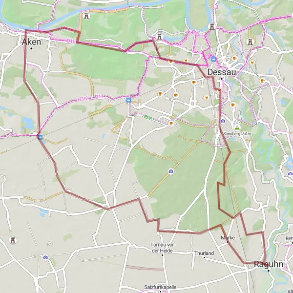 Map miniature of "Off-the-Beaten-Path: Raguhn to Raguhn Cycling Route" cycling inspiration in Sachsen-Anhalt, Germany. Generated by Tarmacs.app cycling route planner