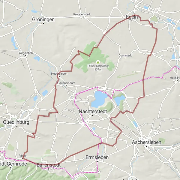 Map miniature of "Gravel Adventure in Sachsen-Anhalt" cycling inspiration in Sachsen-Anhalt, Germany. Generated by Tarmacs.app cycling route planner