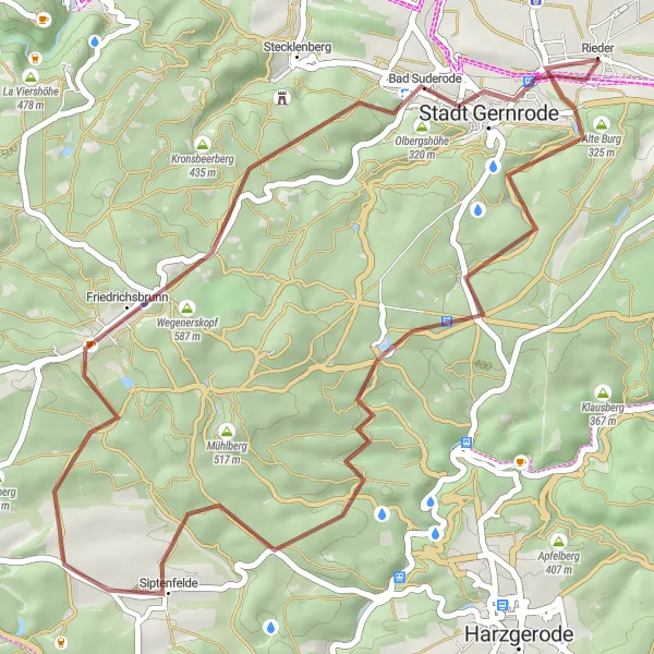 Map miniature of "Alte Burg and Olbergshöhe Gravel Route" cycling inspiration in Sachsen-Anhalt, Germany. Generated by Tarmacs.app cycling route planner