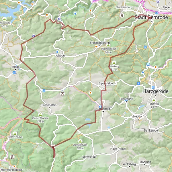 Map miniature of "Cultural Highlights and Scenic Views by Gravel" cycling inspiration in Sachsen-Anhalt, Germany. Generated by Tarmacs.app cycling route planner