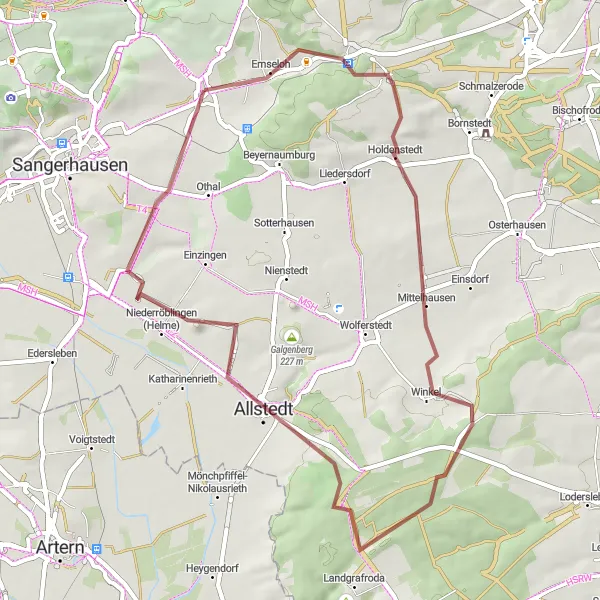 Map miniature of "Charming Gravel Ride" cycling inspiration in Sachsen-Anhalt, Germany. Generated by Tarmacs.app cycling route planner