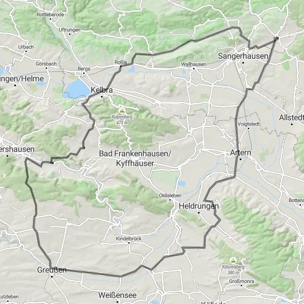 Map miniature of "The Road to Stunning Views" cycling inspiration in Sachsen-Anhalt, Germany. Generated by Tarmacs.app cycling route planner