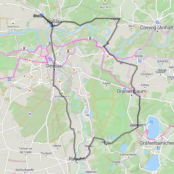 Map miniature of "Sachsen-Anhalt Road Adventure" cycling inspiration in Sachsen-Anhalt, Germany. Generated by Tarmacs.app cycling route planner