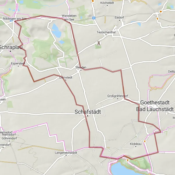 Map miniature of "Nature and Heritage Gravel Route" cycling inspiration in Sachsen-Anhalt, Germany. Generated by Tarmacs.app cycling route planner