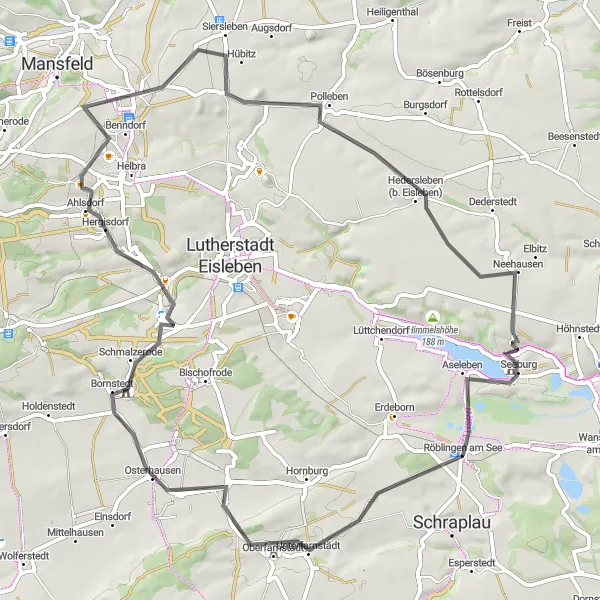 Karten-Miniaturansicht der Radinspiration "Herausfordernde Straßenroute durch malerische Dörfer" in Sachsen-Anhalt, Germany. Erstellt vom Tarmacs.app-Routenplaner für Radtouren