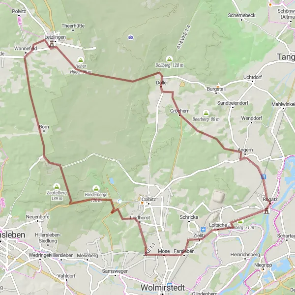Karten-Miniaturansicht der Radinspiration "Gravel-Tour entlang Rogätz" in Sachsen-Anhalt, Germany. Erstellt vom Tarmacs.app-Routenplaner für Radtouren