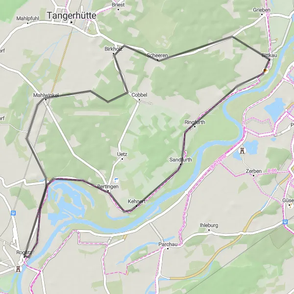 Karten-Miniaturansicht der Radinspiration "Road-Tour durch malerische Landschaften" in Sachsen-Anhalt, Germany. Erstellt vom Tarmacs.app-Routenplaner für Radtouren