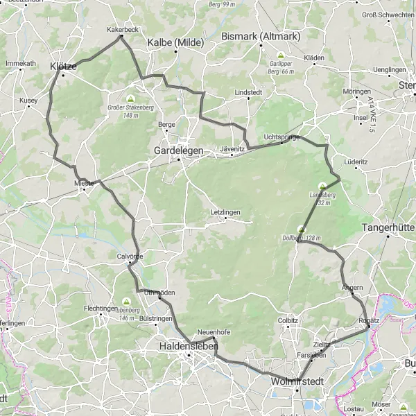 Karten-Miniaturansicht der Radinspiration "Große Tour entlang der Altmark" in Sachsen-Anhalt, Germany. Erstellt vom Tarmacs.app-Routenplaner für Radtouren