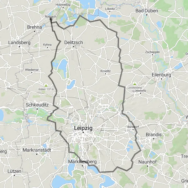 Karten-Miniaturansicht der Radinspiration "Radtour durch Sachsen-Anhalt und Leipzig" in Sachsen-Anhalt, Germany. Erstellt vom Tarmacs.app-Routenplaner für Radtouren