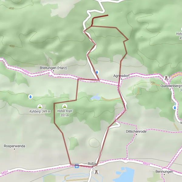 Map miniature of "The Gravel Adventure" cycling inspiration in Sachsen-Anhalt, Germany. Generated by Tarmacs.app cycling route planner