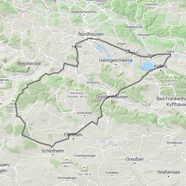 Map miniature of "Historical Exploration of Südharz" cycling inspiration in Sachsen-Anhalt, Germany. Generated by Tarmacs.app cycling route planner