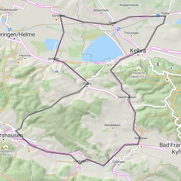 Karten-Miniaturansicht der Radinspiration "Die Kelbra-Runde" in Sachsen-Anhalt, Germany. Erstellt vom Tarmacs.app-Routenplaner für Radtouren