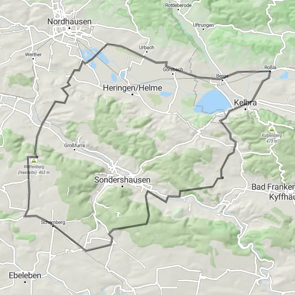 Map miniature of "Kyffhäuser Challenge" cycling inspiration in Sachsen-Anhalt, Germany. Generated by Tarmacs.app cycling route planner