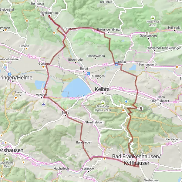 Map miniature of "Nature and History around Rottleberode" cycling inspiration in Sachsen-Anhalt, Germany. Generated by Tarmacs.app cycling route planner