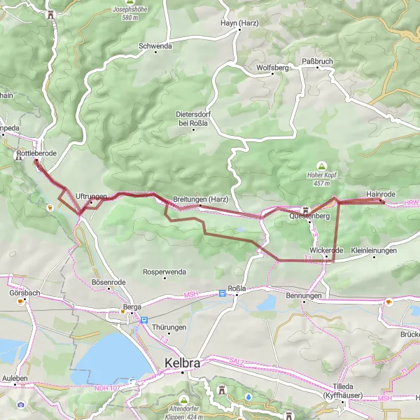 Map miniature of "Charming Gravel Tour around Rottleberode" cycling inspiration in Sachsen-Anhalt, Germany. Generated by Tarmacs.app cycling route planner