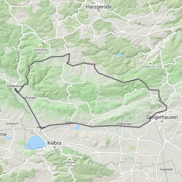 Map miniature of "Scenic Loop Through the Harz Mountains" cycling inspiration in Sachsen-Anhalt, Germany. Generated by Tarmacs.app cycling route planner