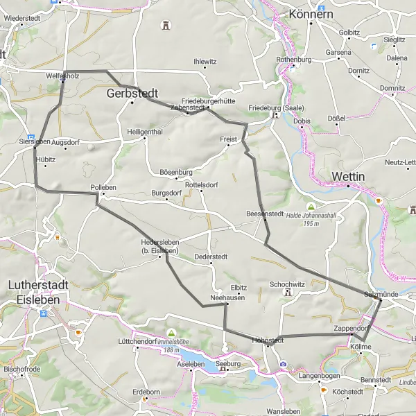 Karten-Miniaturansicht der Radinspiration "Neehausen-Zabenstedt-Rundkurs" in Sachsen-Anhalt, Germany. Erstellt vom Tarmacs.app-Routenplaner für Radtouren