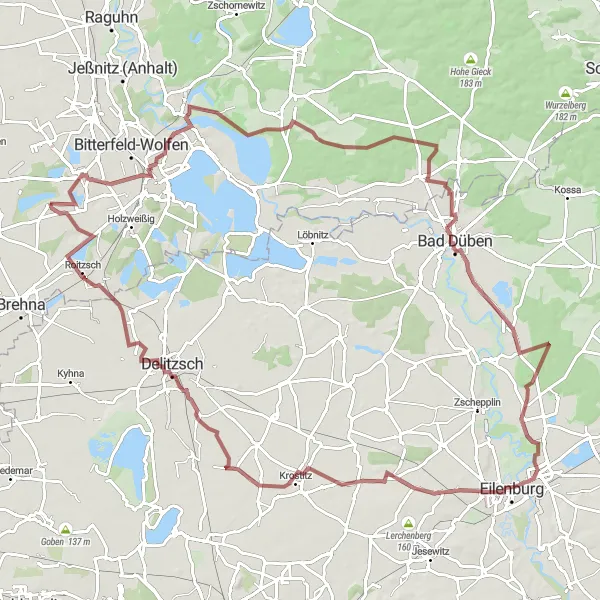 Map miniature of "Dampfspeicherlokomotive gravel route" cycling inspiration in Sachsen-Anhalt, Germany. Generated by Tarmacs.app cycling route planner