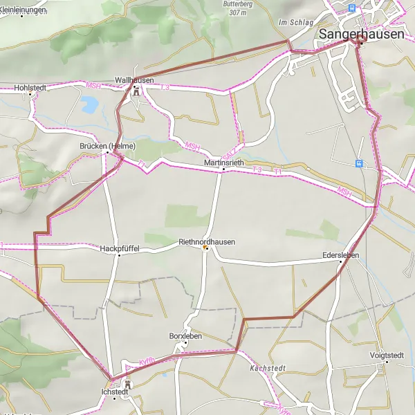 Map miniature of "Relaxing Gravel Ride" cycling inspiration in Sachsen-Anhalt, Germany. Generated by Tarmacs.app cycling route planner