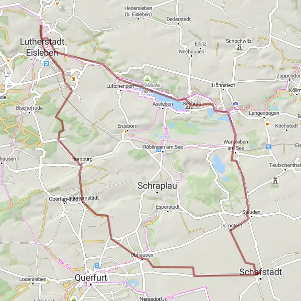 Map miniature of "Obhausen Gravel Cycling Route" cycling inspiration in Sachsen-Anhalt, Germany. Generated by Tarmacs.app cycling route planner