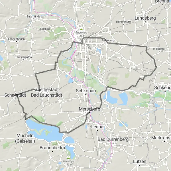 Karten-Miniaturansicht der Radinspiration "Entdecken Sie die Schönheit von Merseburg und dem Geiseltalsee" in Sachsen-Anhalt, Germany. Erstellt vom Tarmacs.app-Routenplaner für Radtouren
