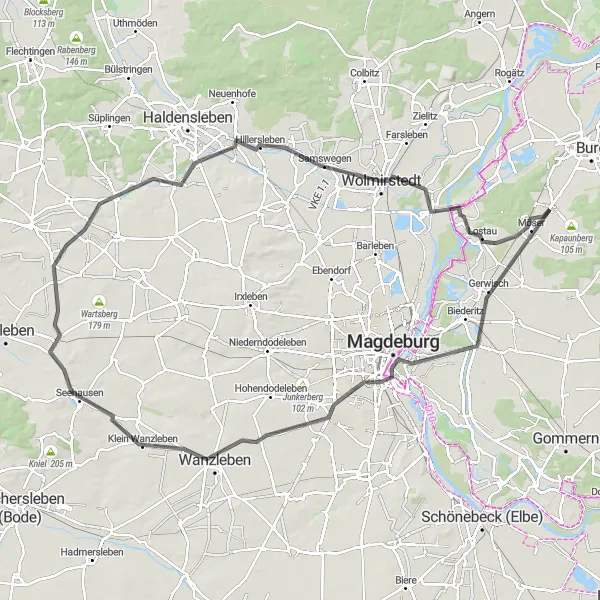 Map miniature of "Magdeburg Adventure Loop" cycling inspiration in Sachsen-Anhalt, Germany. Generated by Tarmacs.app cycling route planner