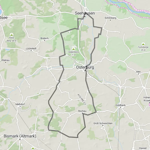 Map miniature of "Altmark Circuit" cycling inspiration in Sachsen-Anhalt, Germany. Generated by Tarmacs.app cycling route planner