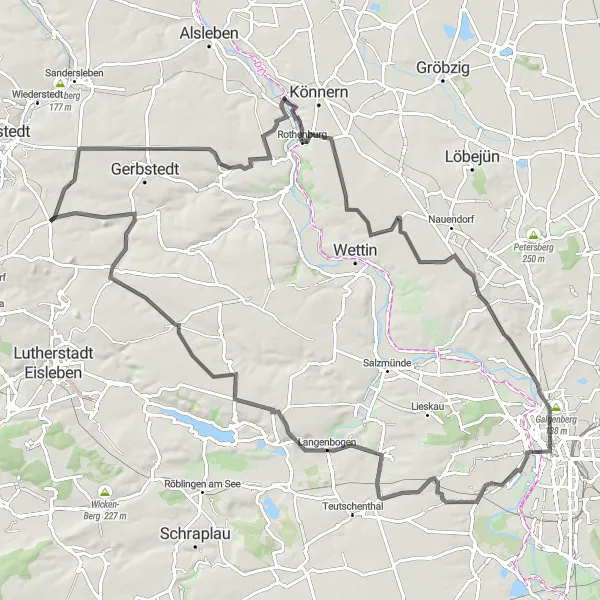 Map miniature of "Siersleben Circuit" cycling inspiration in Sachsen-Anhalt, Germany. Generated by Tarmacs.app cycling route planner