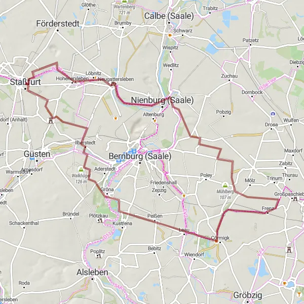 Karten-Miniaturansicht der Radinspiration "Gravel-Tour durch malerische Landschaften mit 71 km" in Sachsen-Anhalt, Germany. Erstellt vom Tarmacs.app-Routenplaner für Radtouren