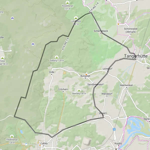 Map miniature of "Uchtdorf Round-trip" cycling inspiration in Sachsen-Anhalt, Germany. Generated by Tarmacs.app cycling route planner